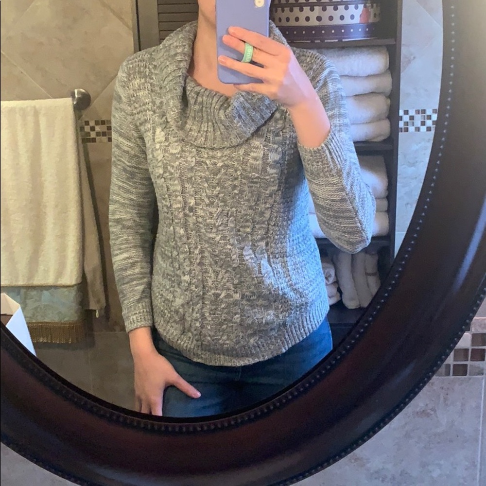 Gray and white marled sweater